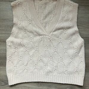 SHEIN Cream V-Neck Sweater Vest